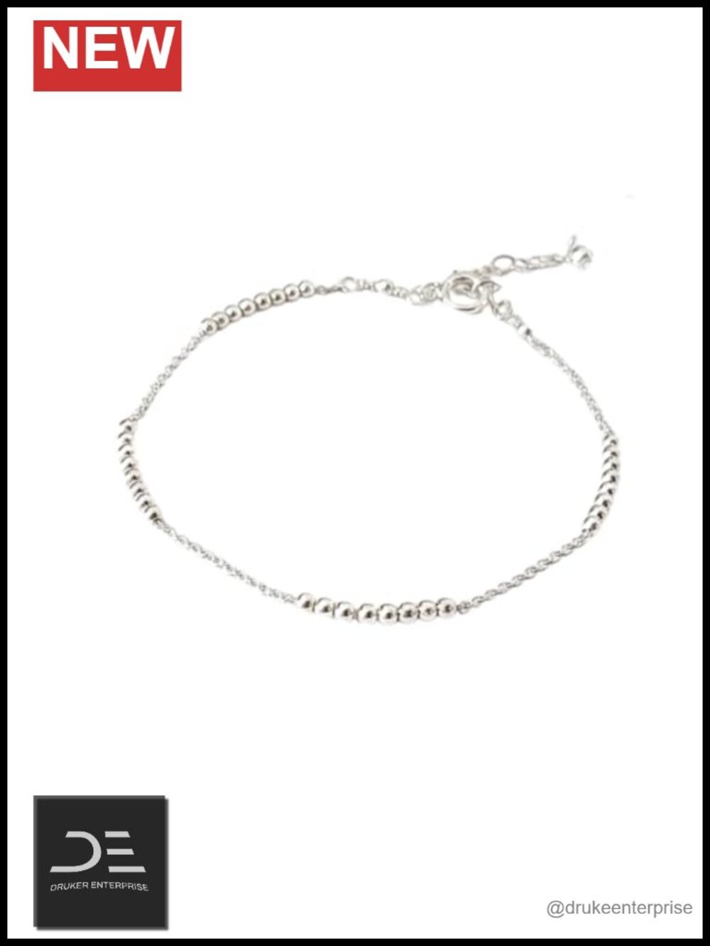 925 Sterling Silver Bead Chain Bracelet for Women, Dainty Stackable Bracelet,